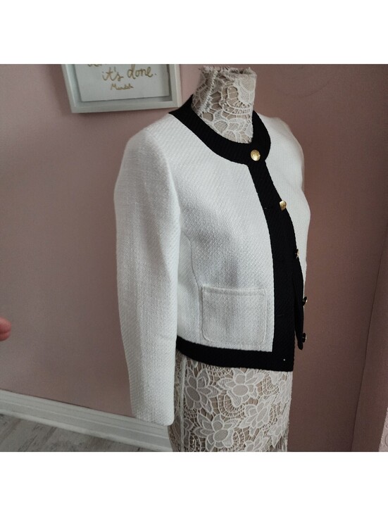 J. Crew Jackets & Blazers - J.Crew Lady Jacket White Black Tweed Cropped Blazer Gold Buttons Women's